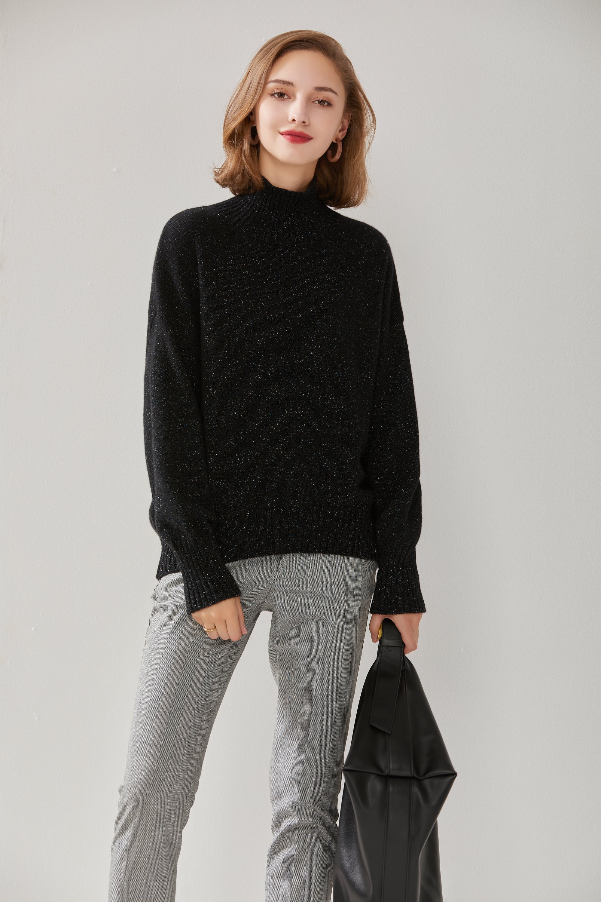 Stand Collar Gold Thread Cashmere Sweater
