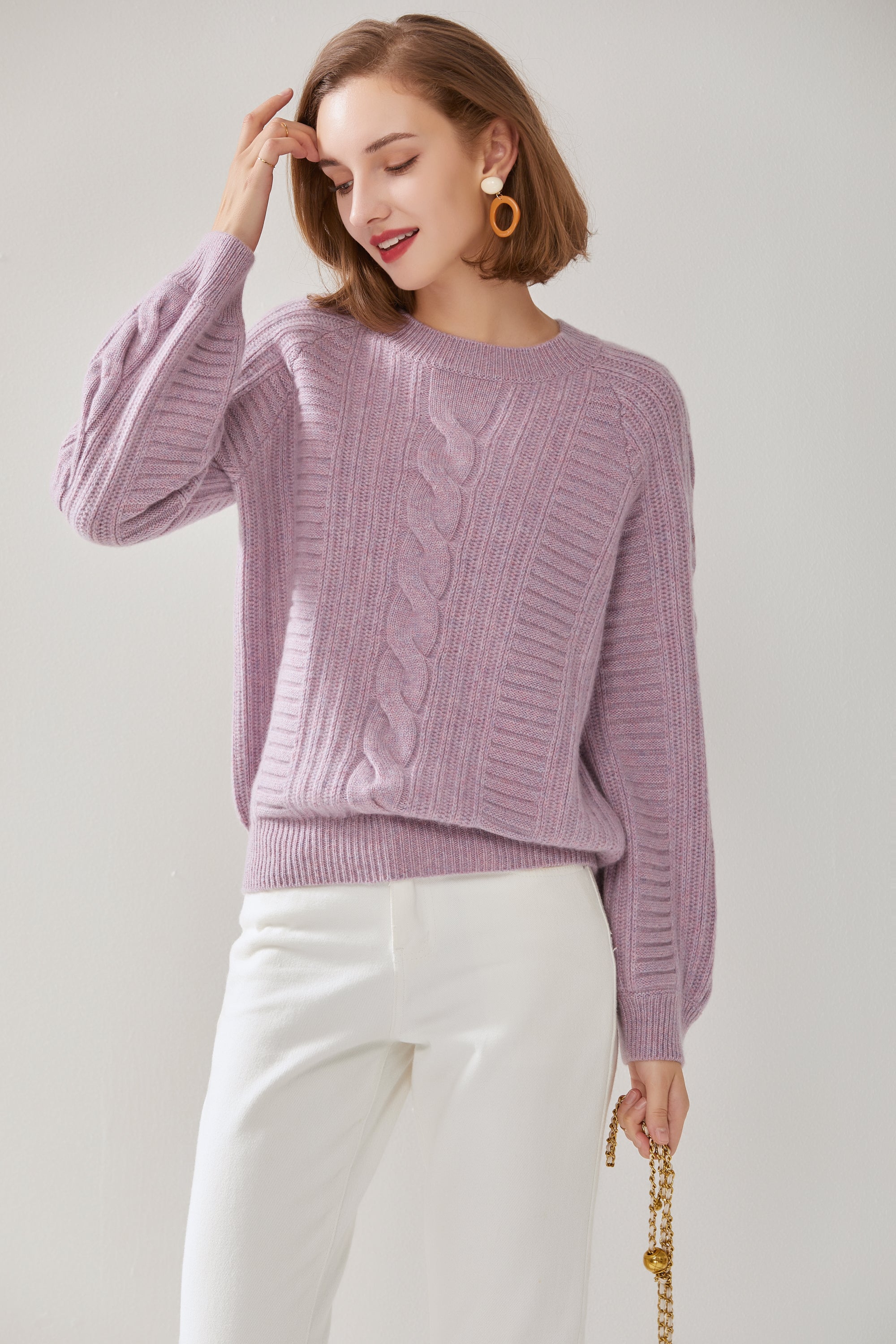 Round Neck Thick Floral Pullover