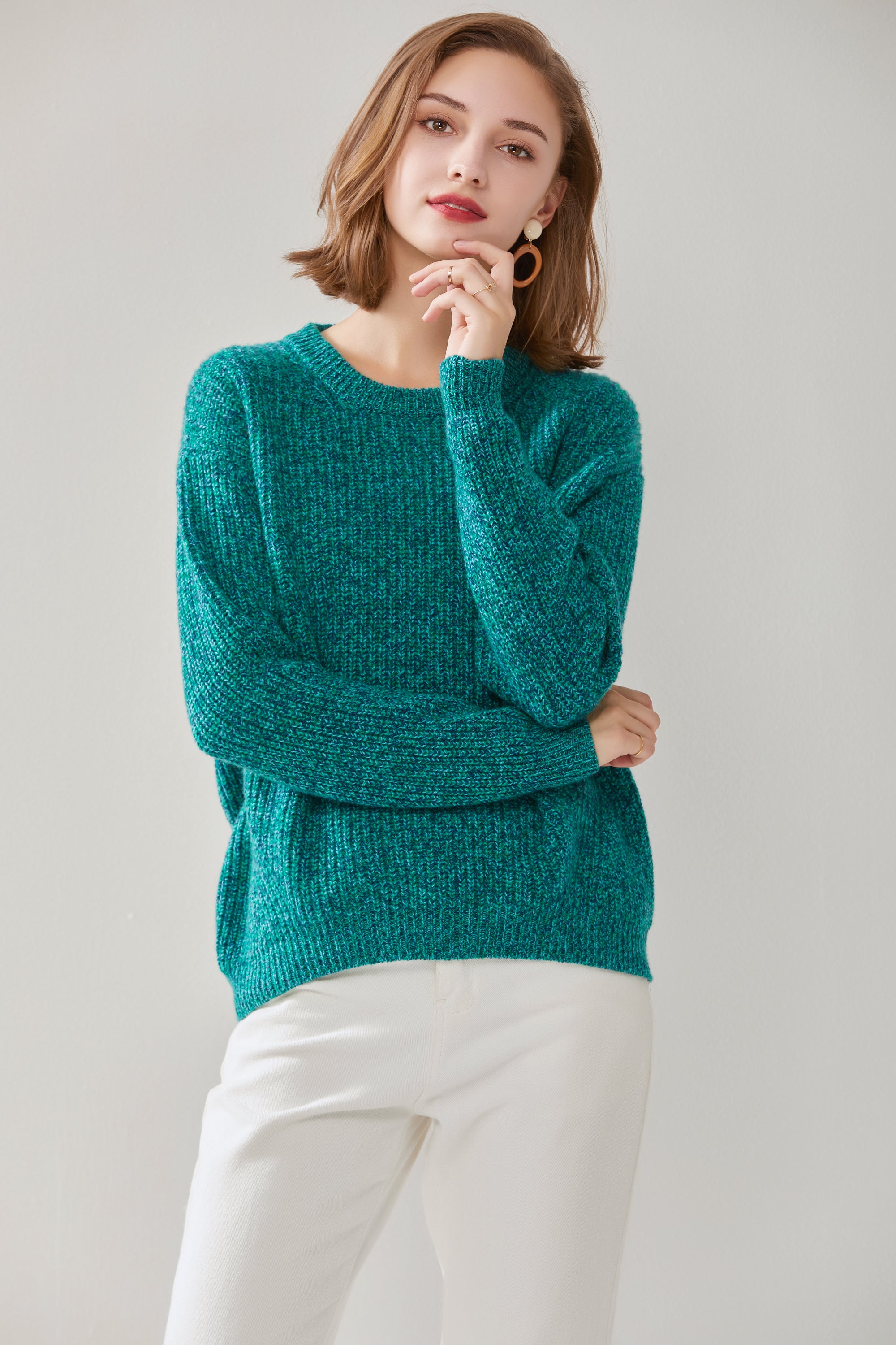 Round Neck Thickened Yuanbao Stitch Women's Pullover