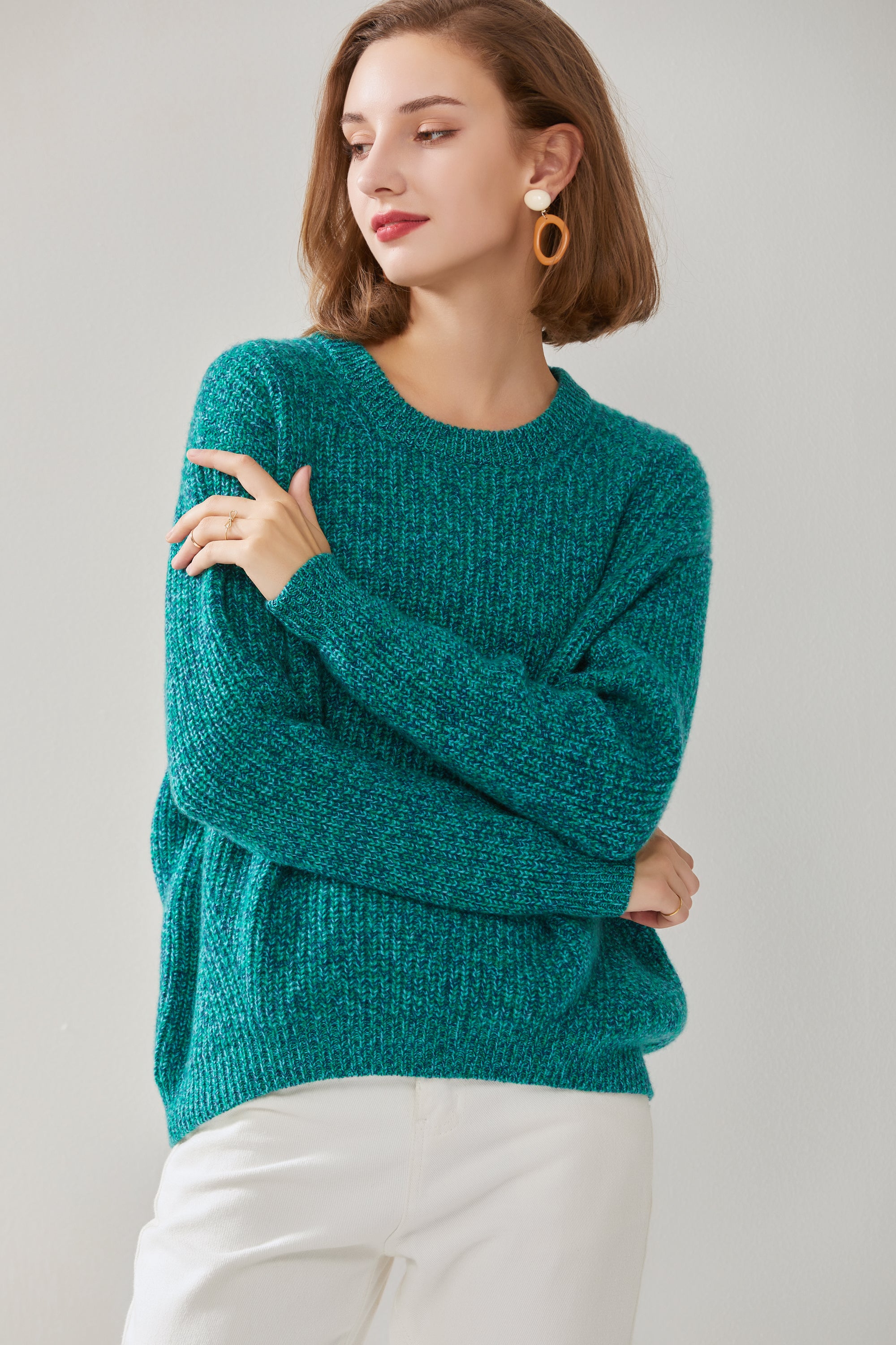 Round Neck Thickened Yuanbao Stitch Women's Pullover