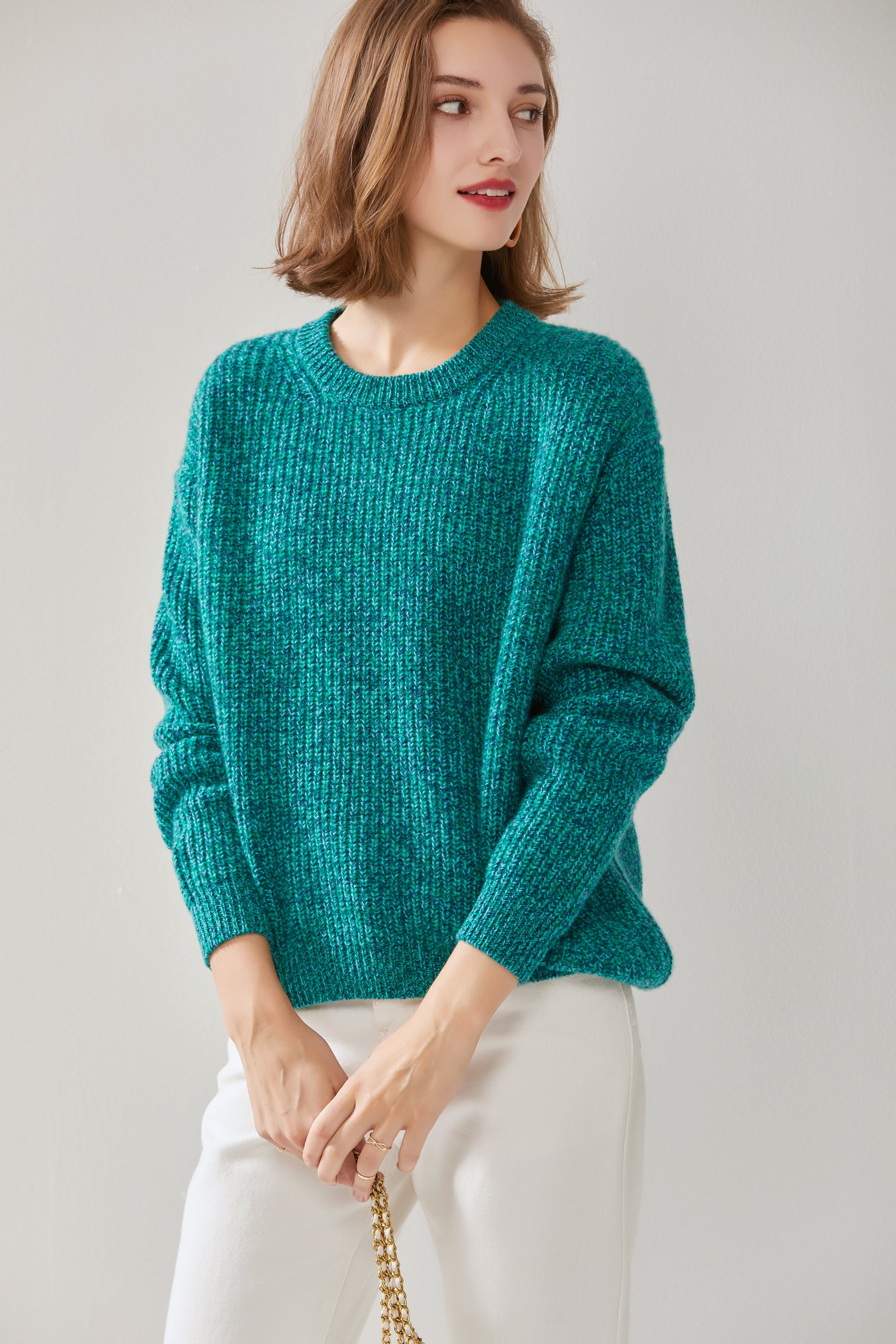 Round Neck Thickened Yuanbao Stitch Women's Pullover