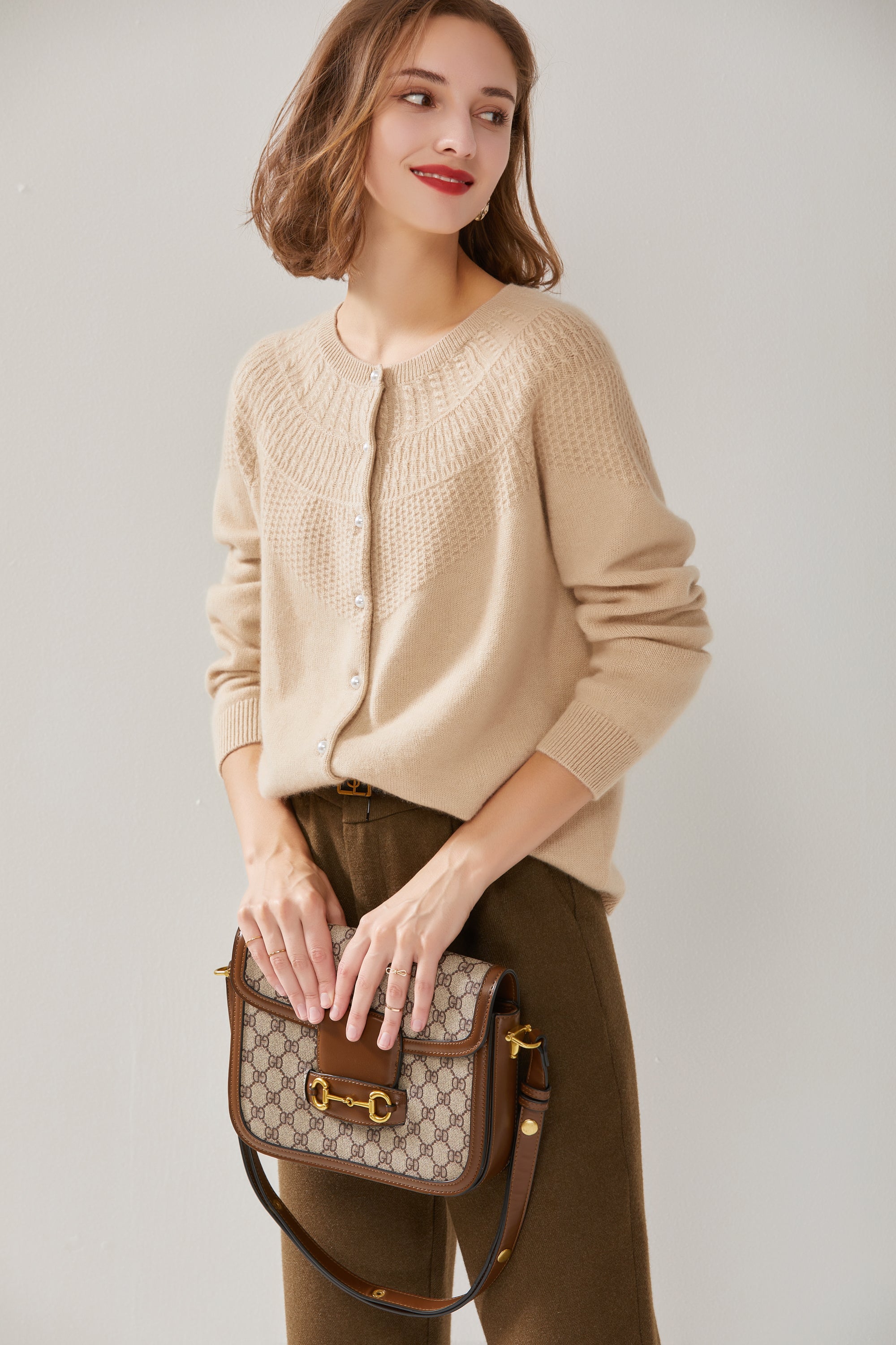 Women's Round Neck Floral Cardigan
