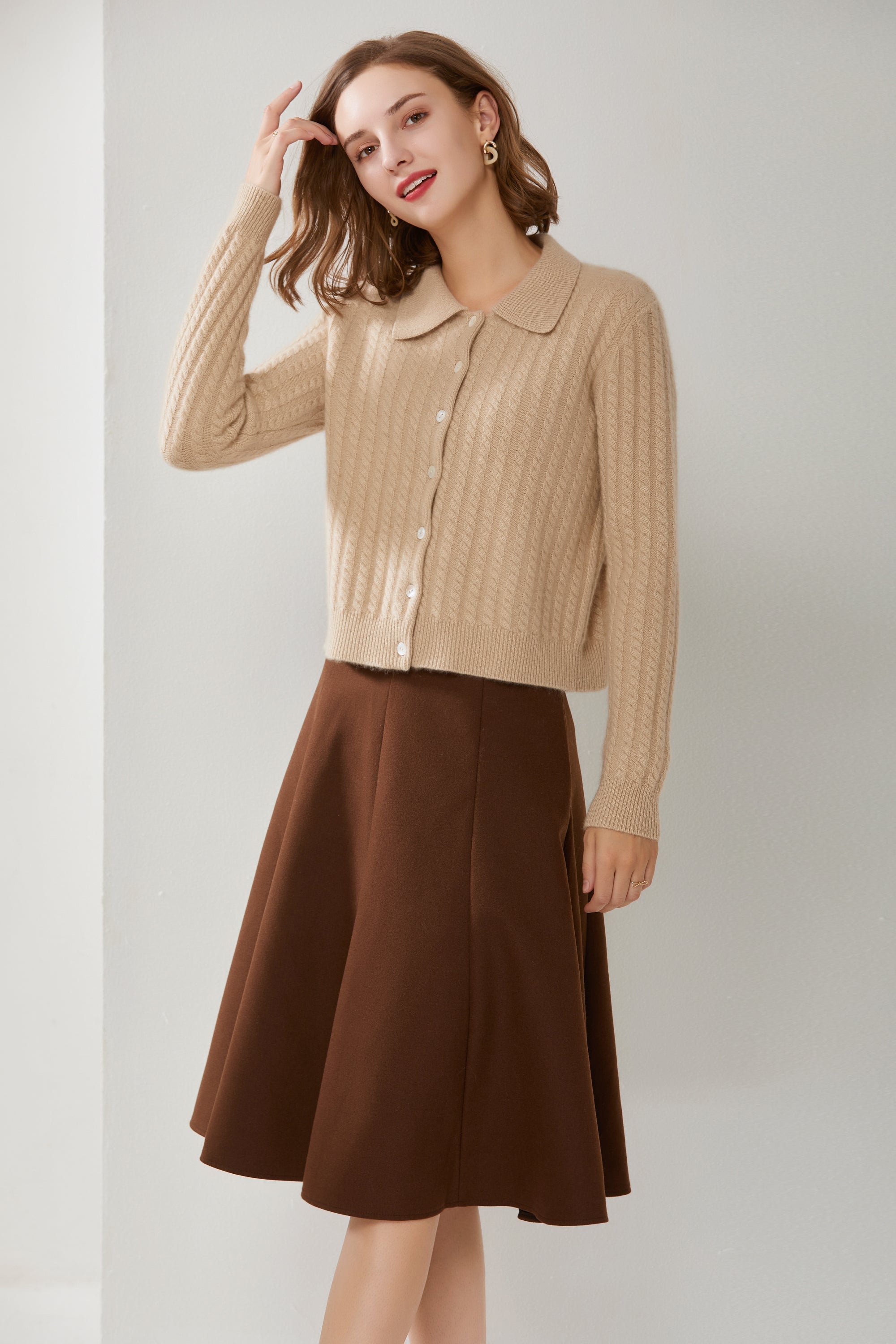 Small Lapel Cable Cardigan