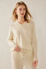 V-neck Pullover Wide-legPants Suit