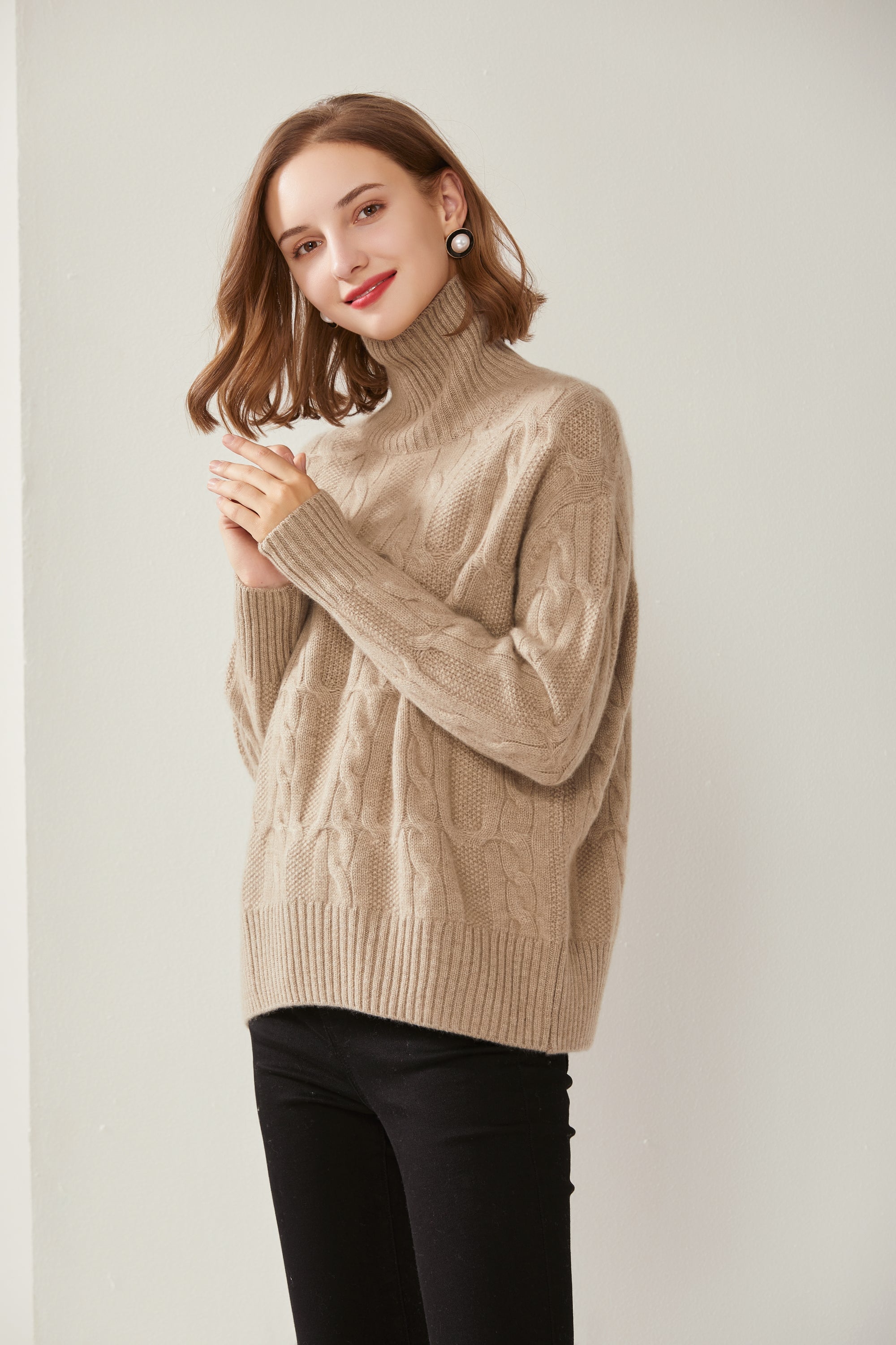 Turtleneck Thick Cable Pullover