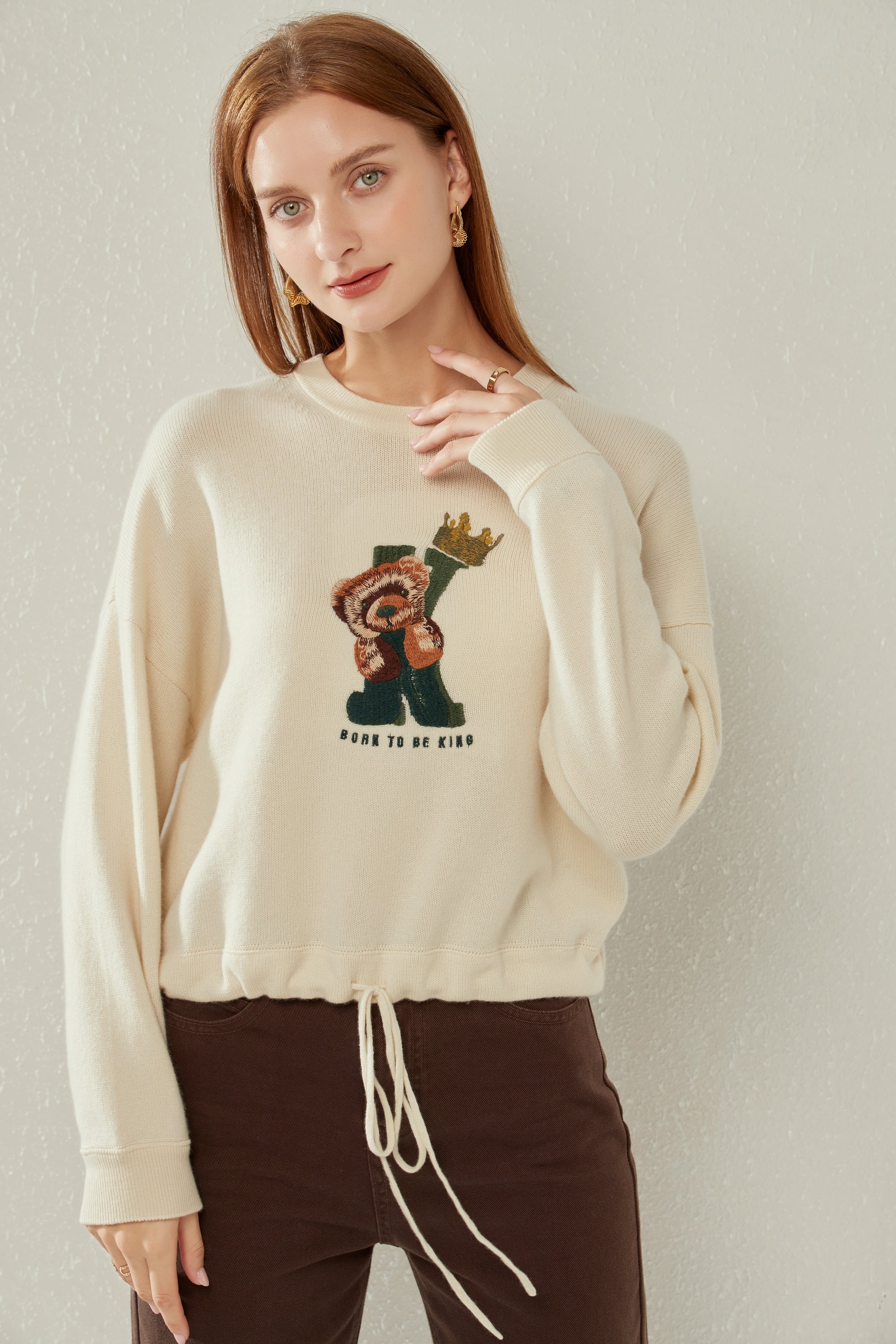 Round Neck Thickened Decorative Cashmere Sweater