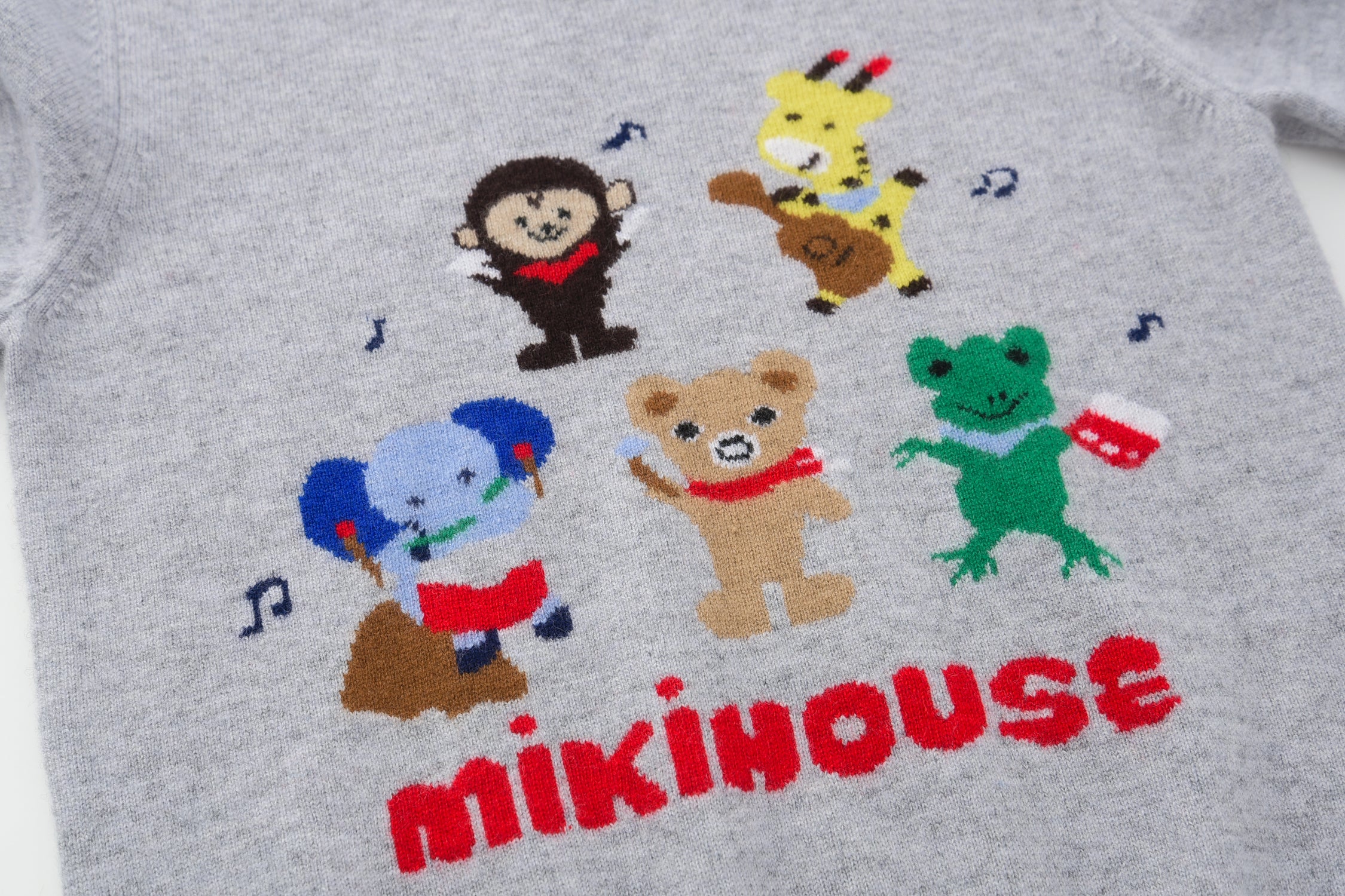 Children Jacquard Round Neck Musical Note Pullover Cashmere Sweater