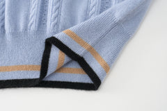 T-shirt Collar Cable-knit Sweatshirt