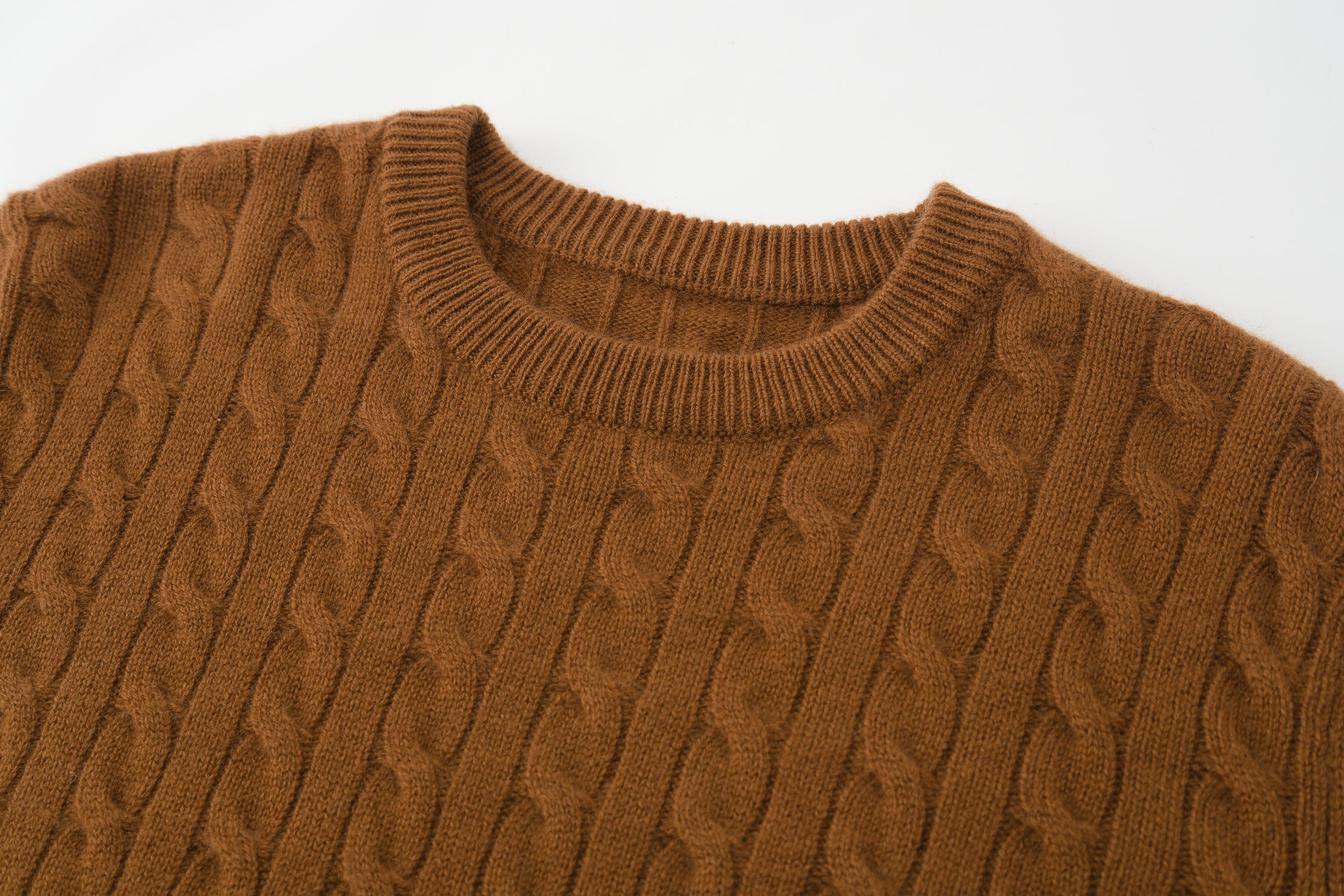 Crew Neck Thickened Cable Knit Cashmere Pullover