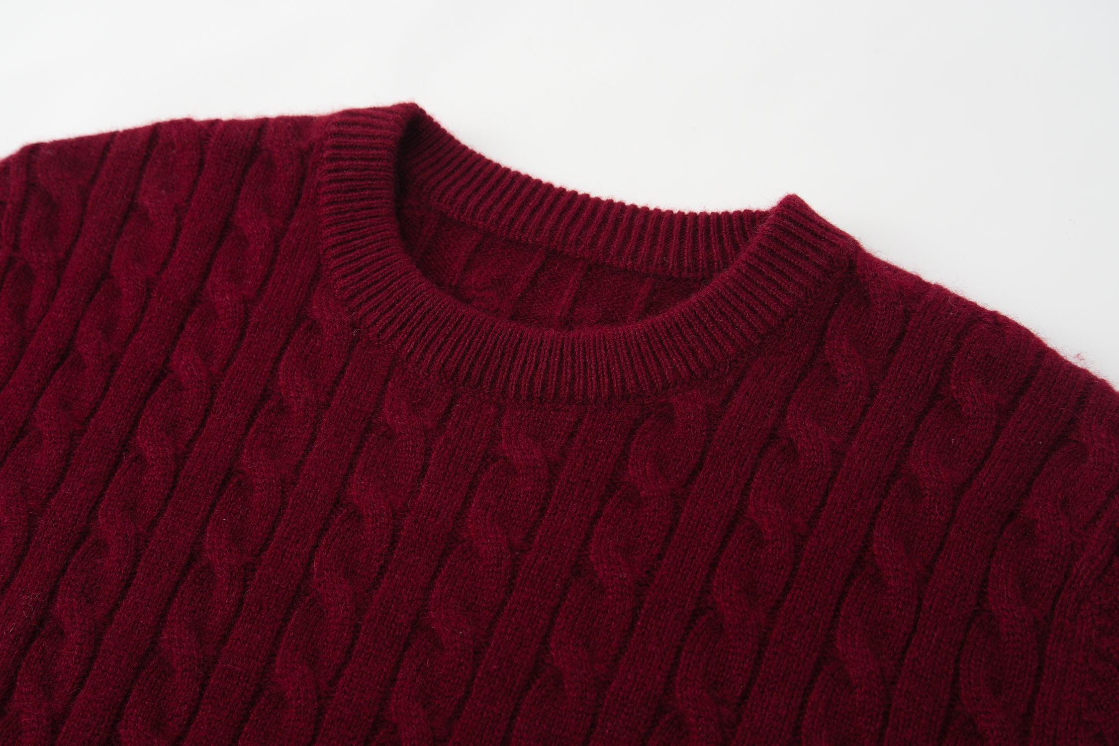 Crew Neck Thickened Cable Knit Cashmere Pullover
