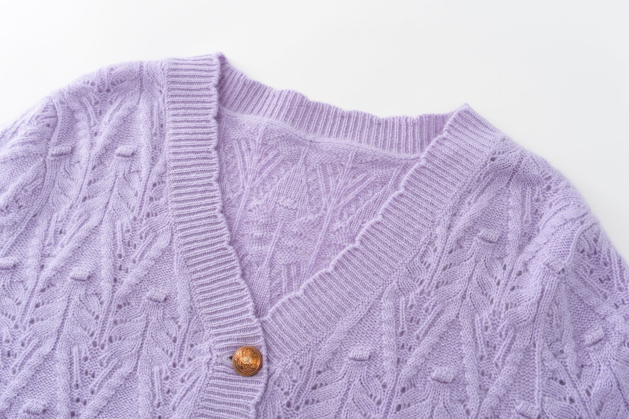 V-Neck Thickened Mesh Cable Cardigan