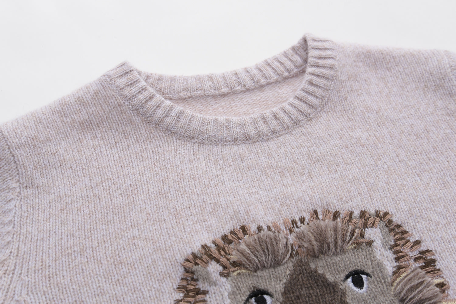 Children Round Neck Lion Pullover Cashmere Sweater