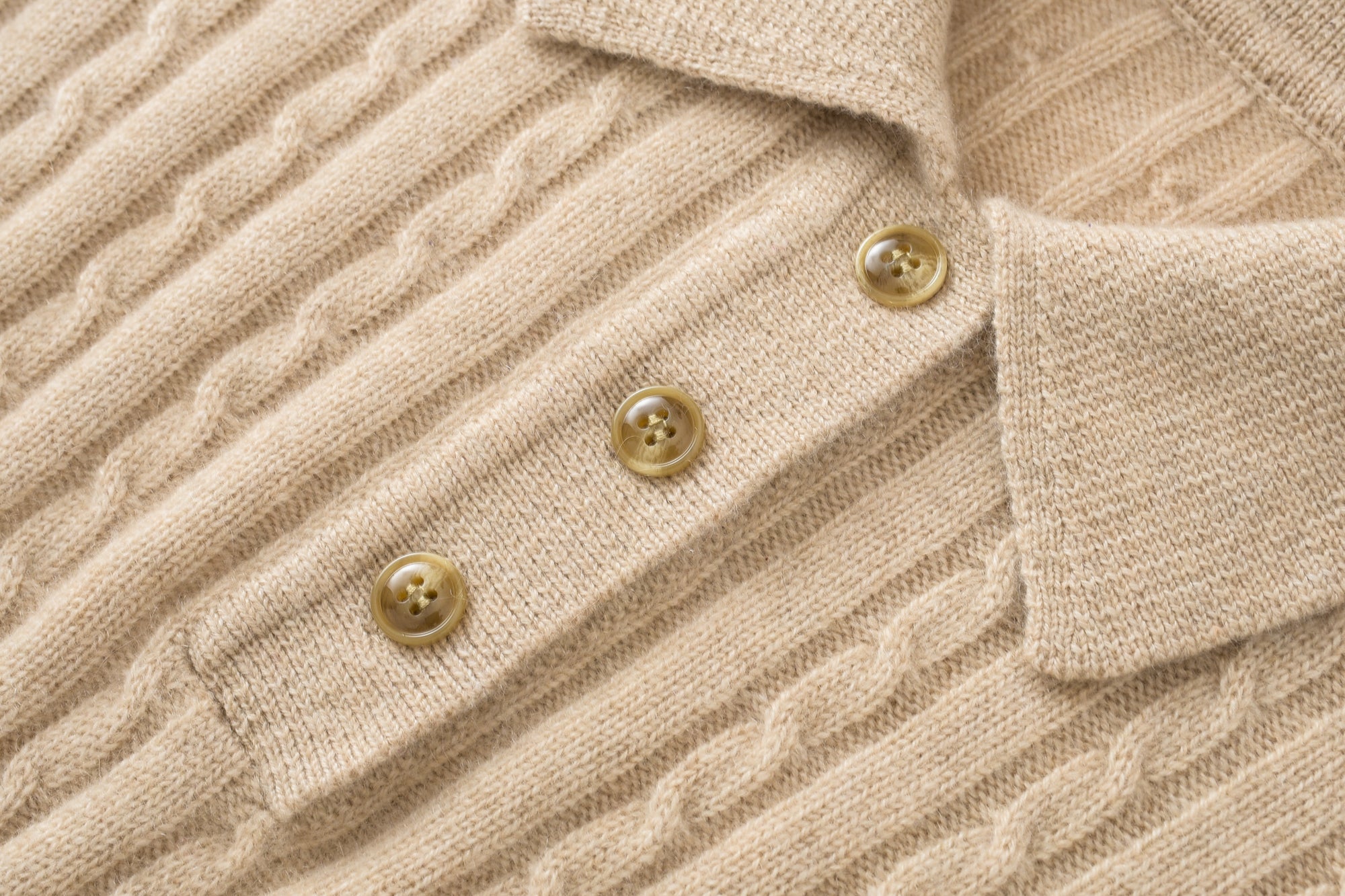 Lapel Half-open Cable Cardigan