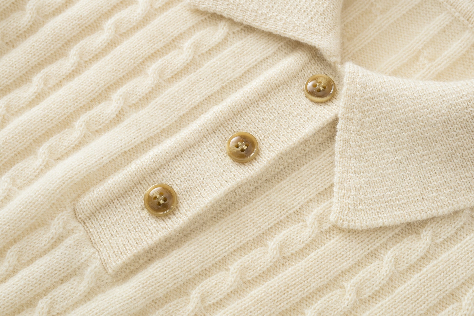 Lapel Half-open Cable Cardigan