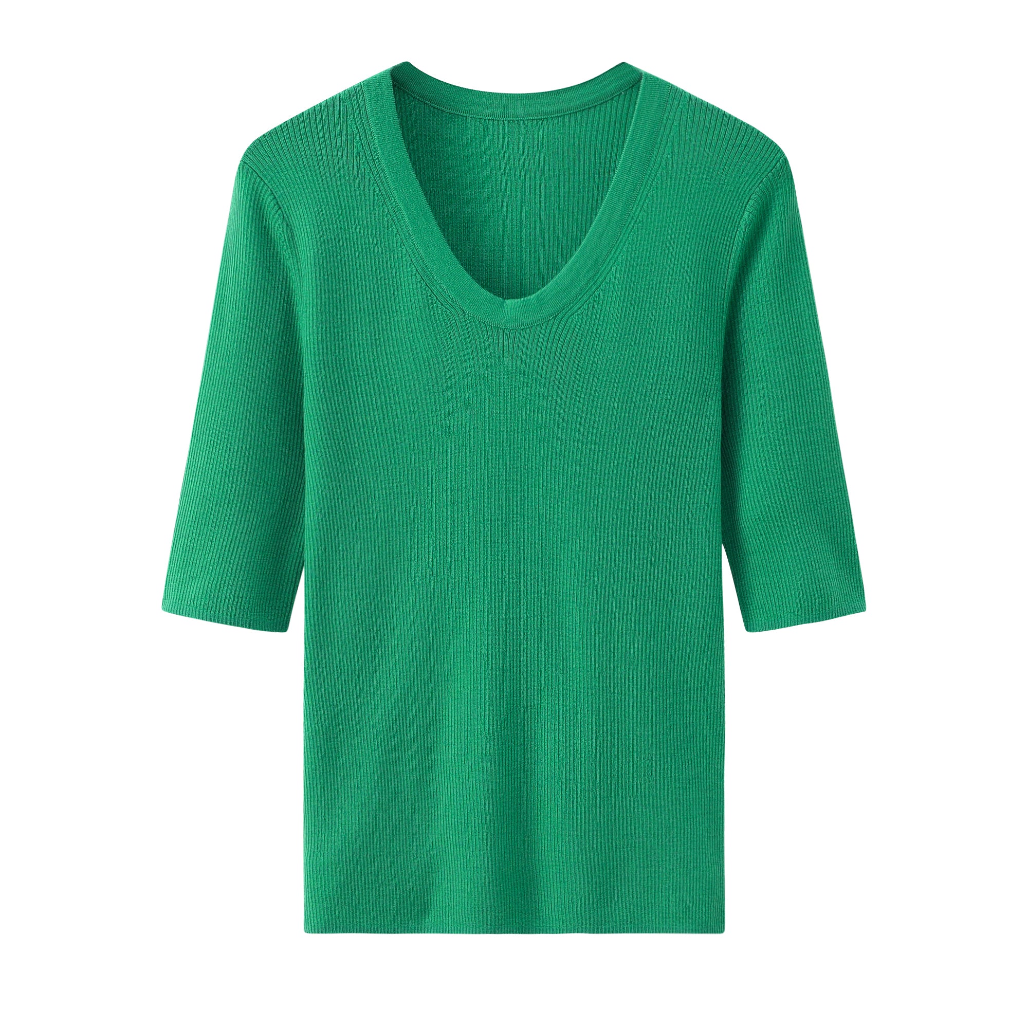 Worsted U-neck drawstring short sleeves