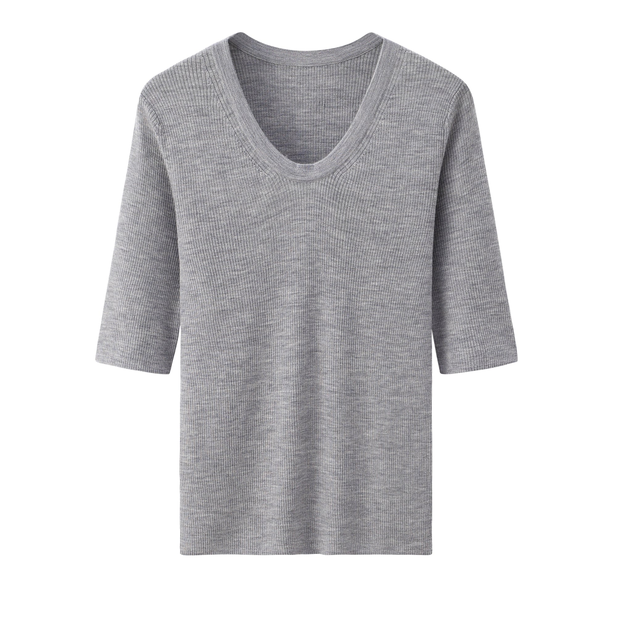 Worsted U-neck drawstring short sleeves