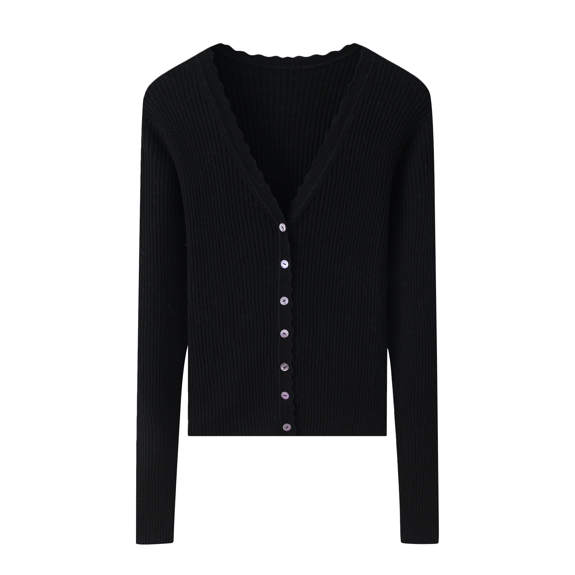 Worsted V-neck Drawstring Cardigan