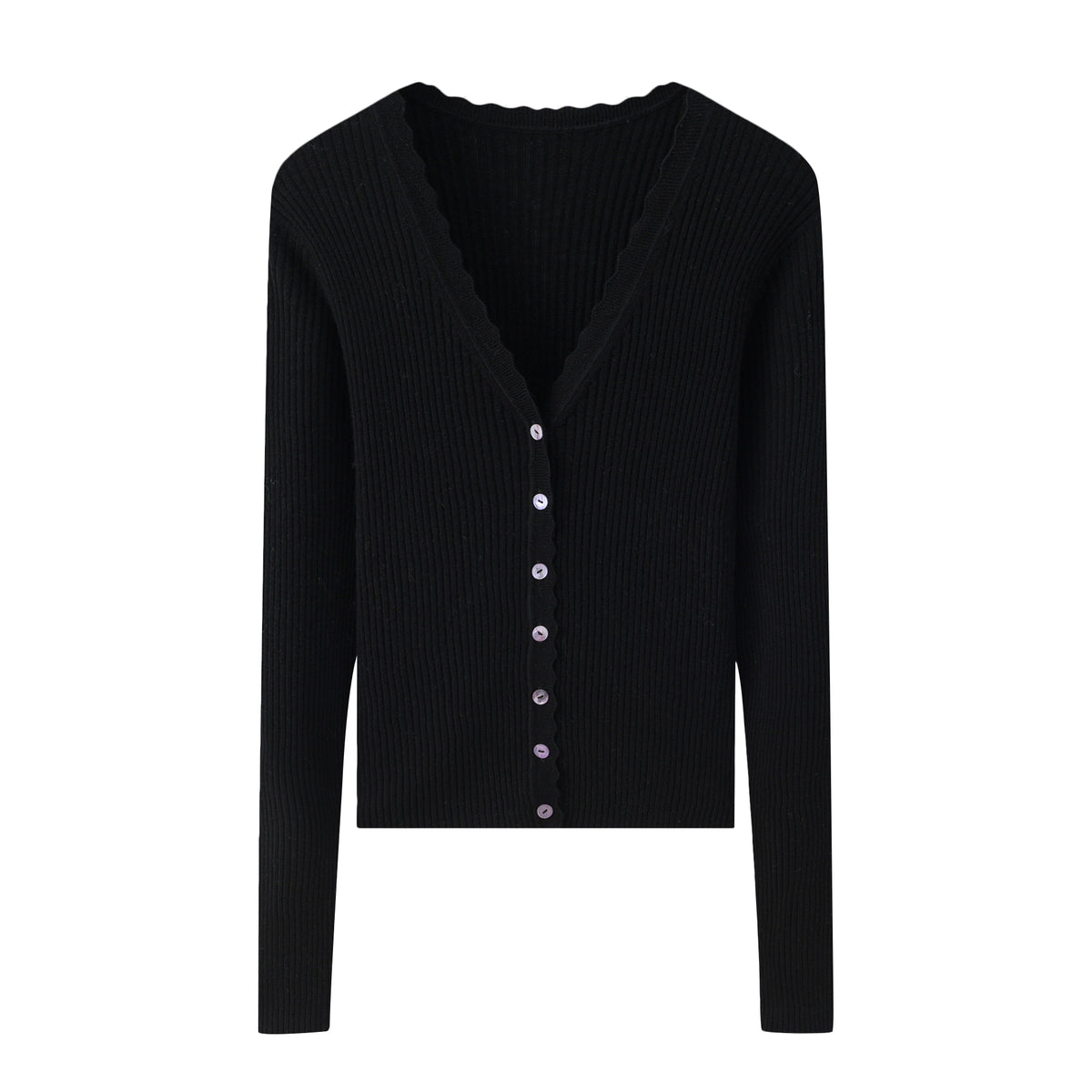 Worsted V-neck Drawstring Cardigan