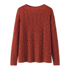Boat Neck Mesh Cashmere Pullover Sweater