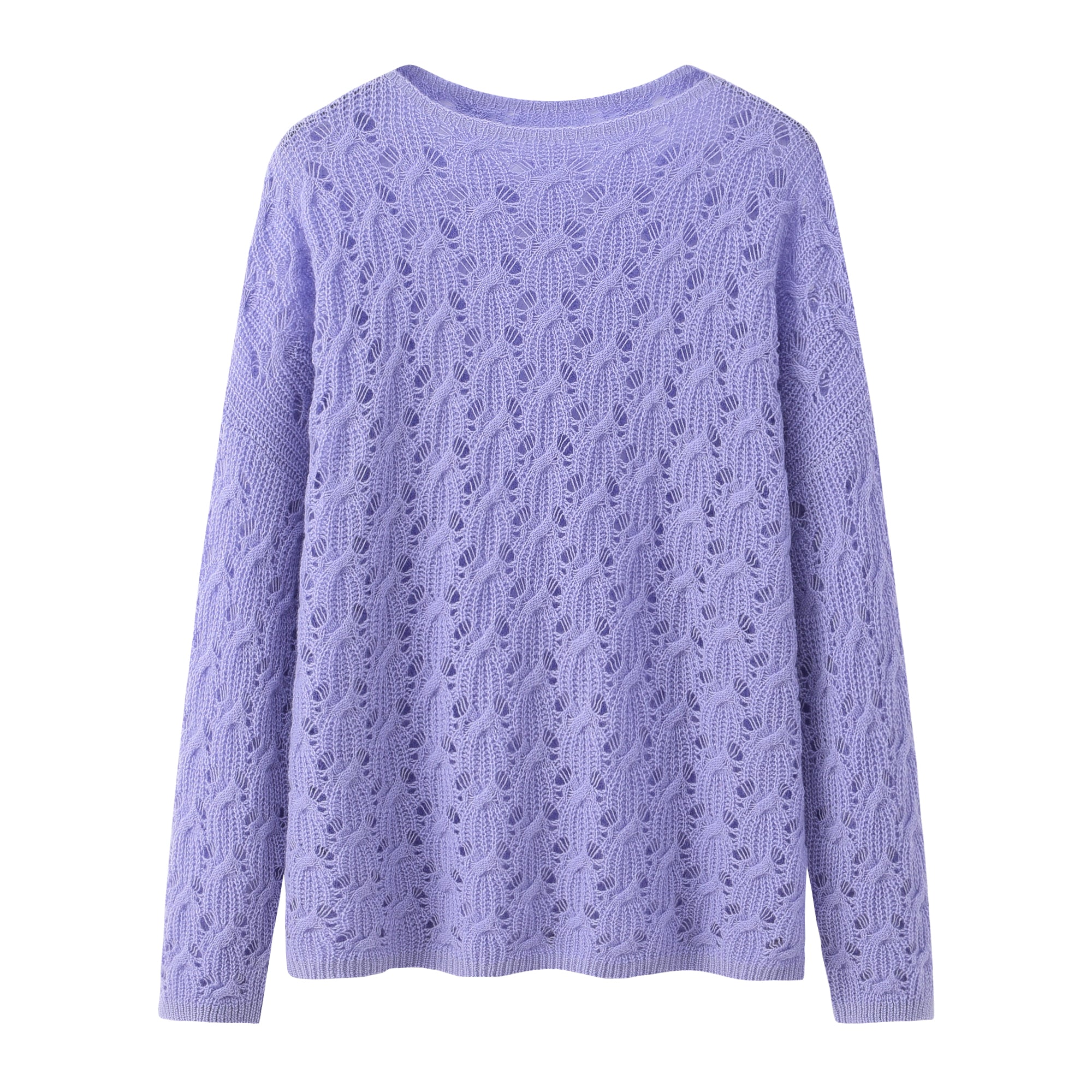 Boat Neck Mesh Cashmere Pullover Sweater