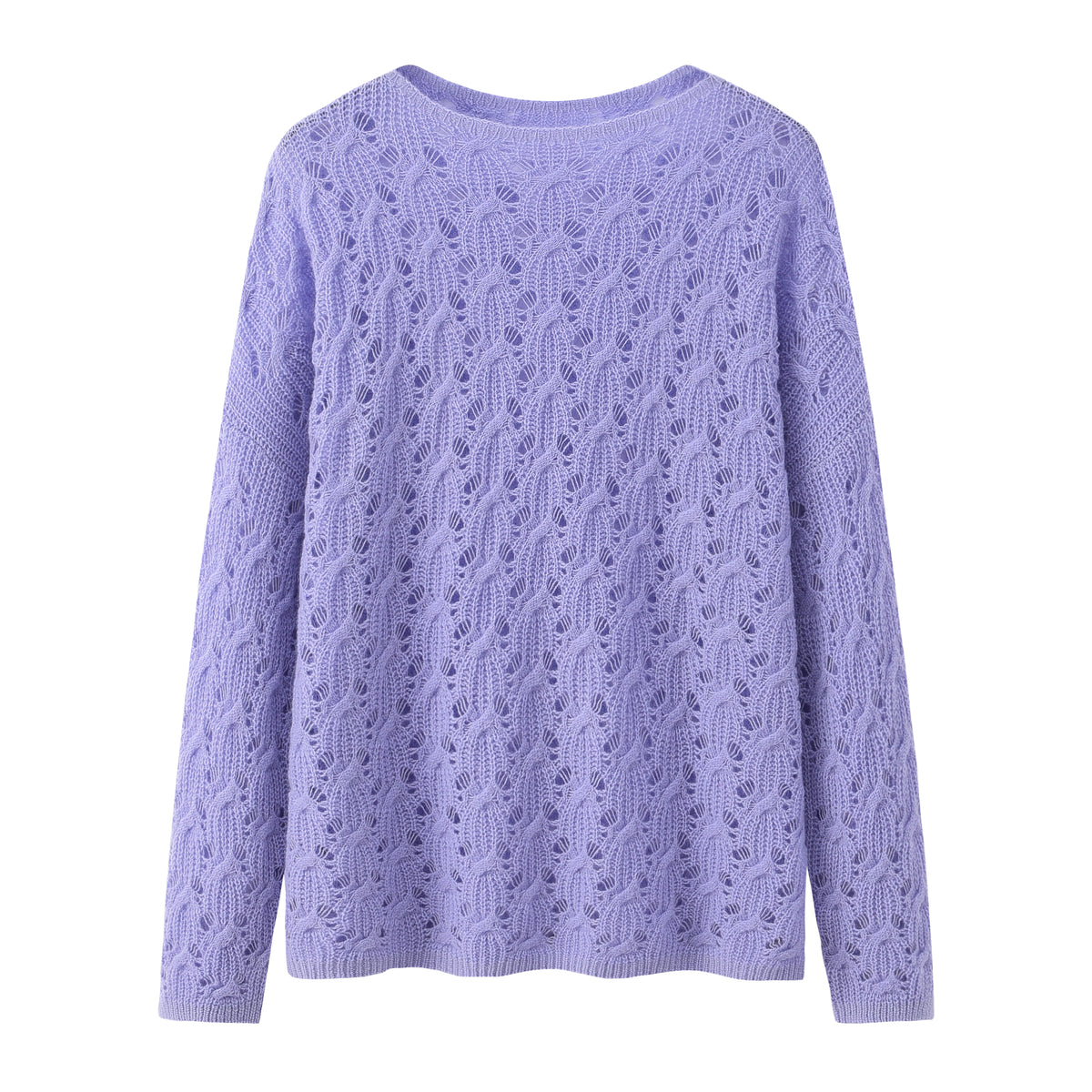 Boat Neck Mesh Cashmere Pullover Sweater