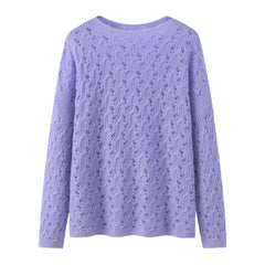Boat Neck Mesh Cashmere Pullover Sweater