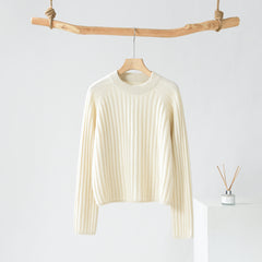 Round Neck Off-shoulder Drawstring Cashmere Sweater