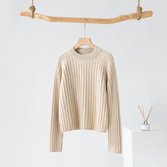 Round Neck Off-shoulder Drawstring Cashmere Sweater