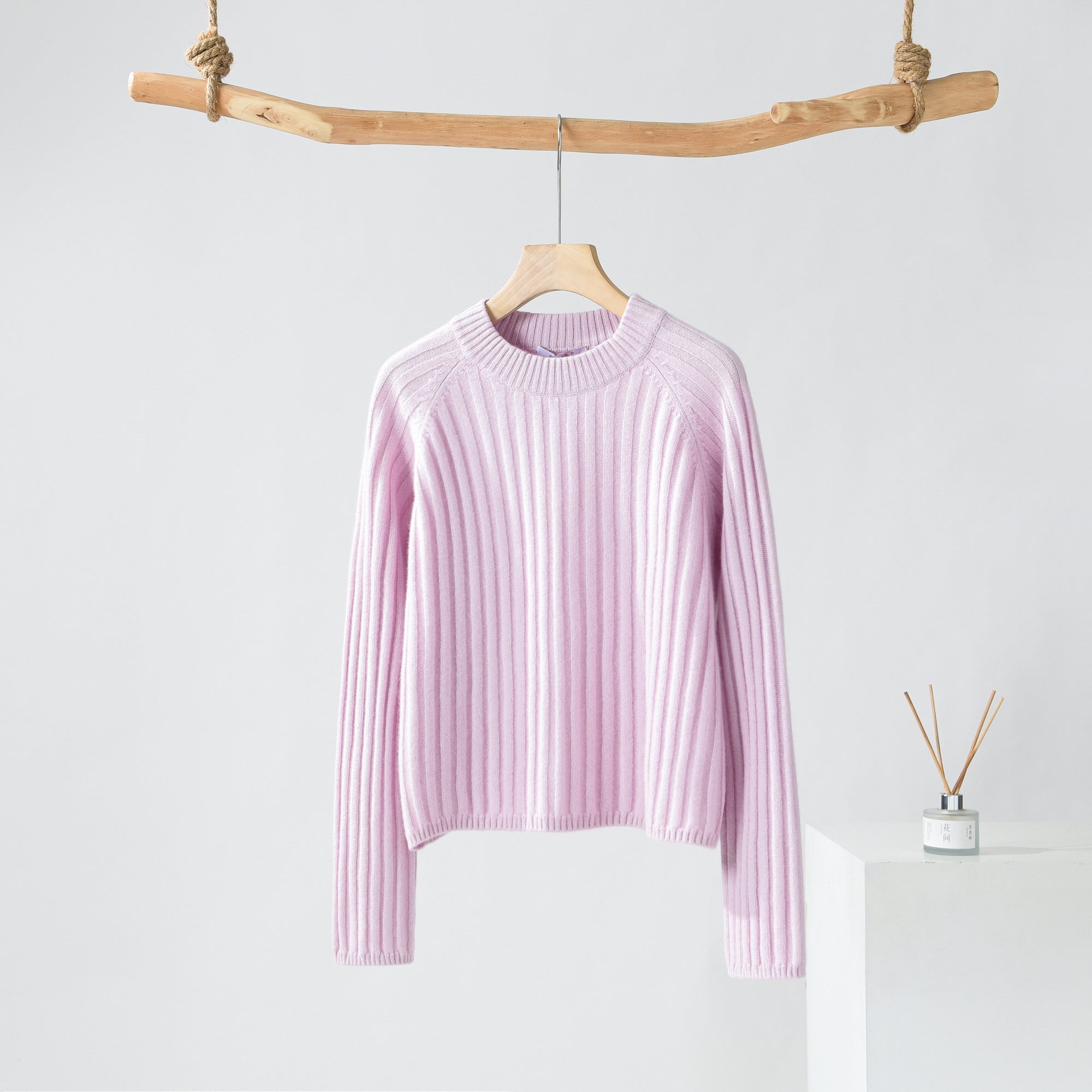 Round Neck Off-shoulder Drawstring Cashmere Sweater