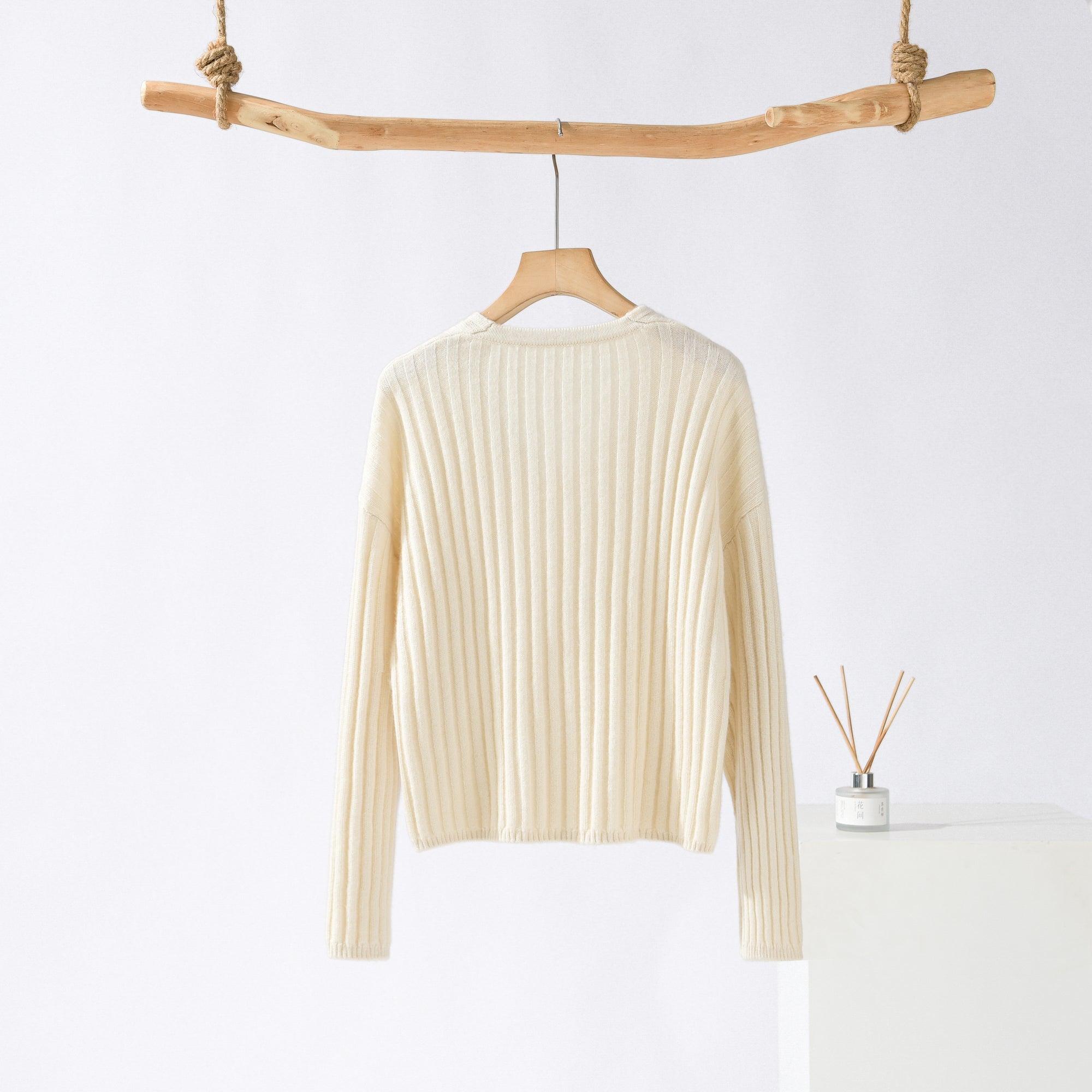 V-neck Striped Cashmere Pullover Sweater