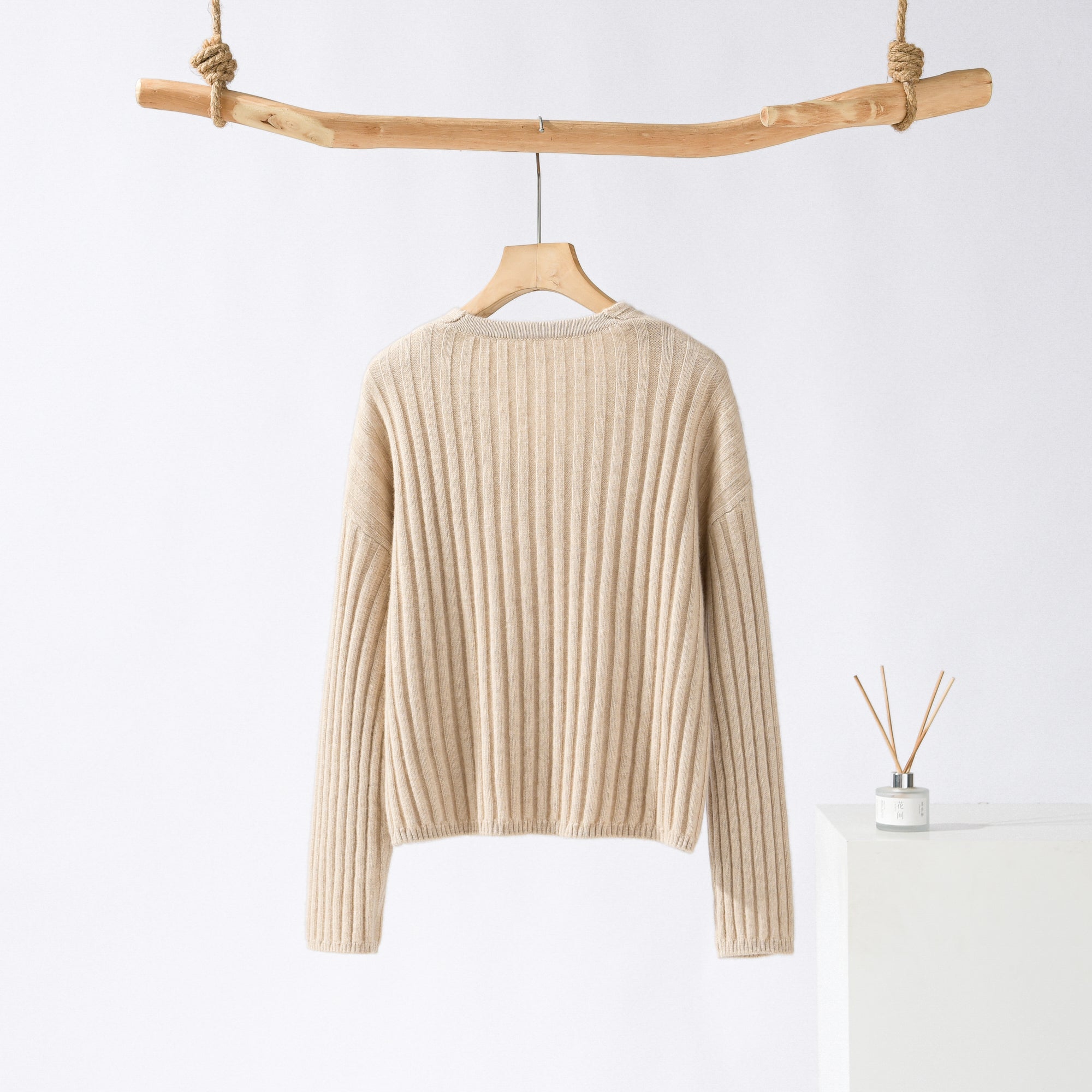 V-neck Striped Cashmere Pullover Sweater