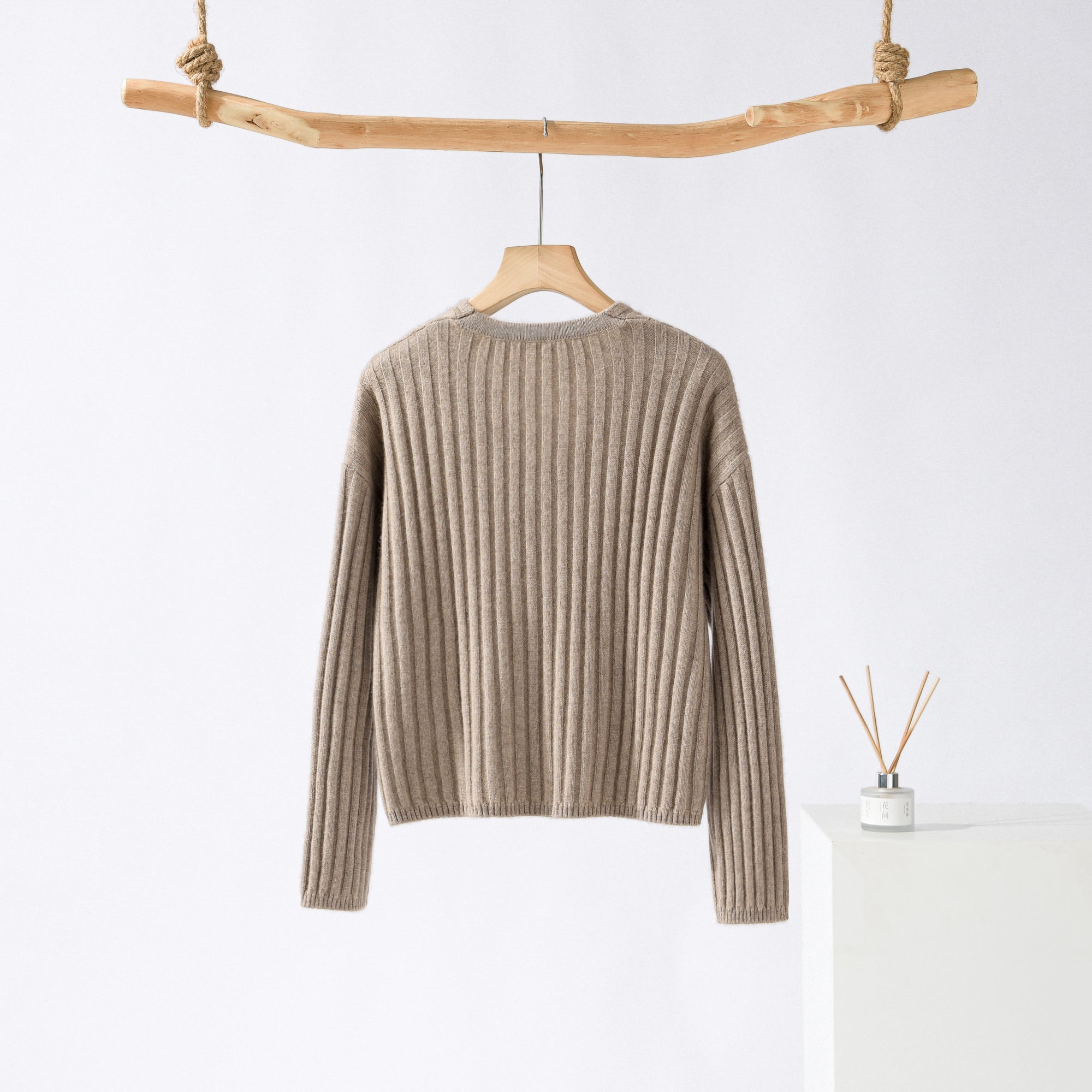 V-neck Striped Cashmere Pullover Sweater