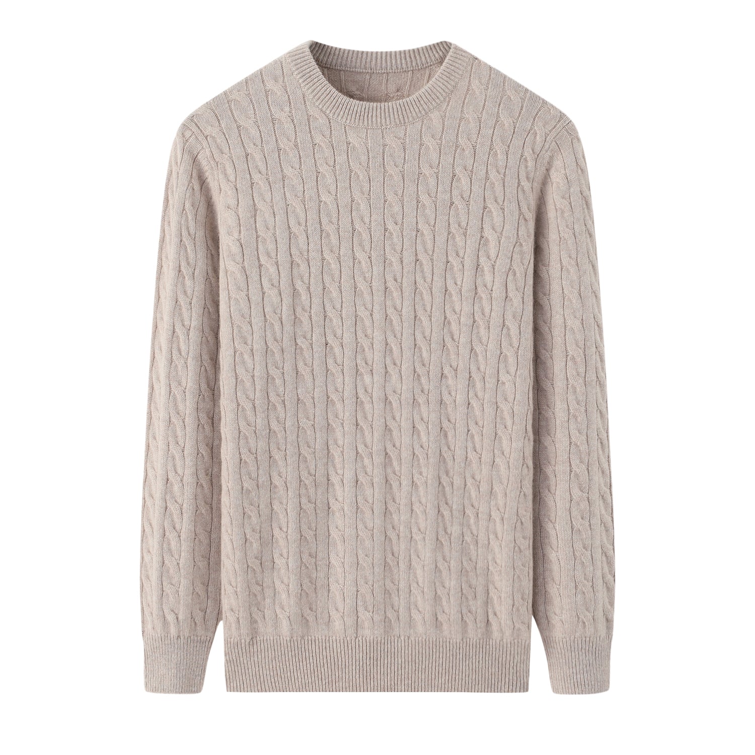 Crew Neck Thickened Cable Knit Cashmere Pullover