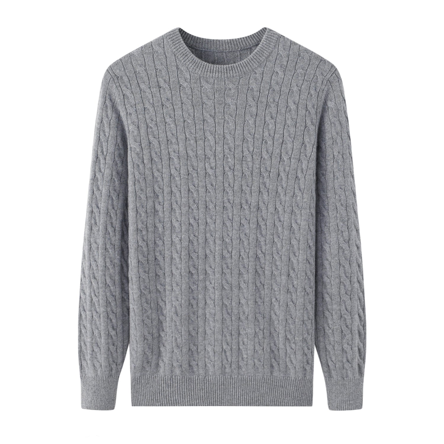 Crew Neck Thickened Cable Knit Cashmere Pullover