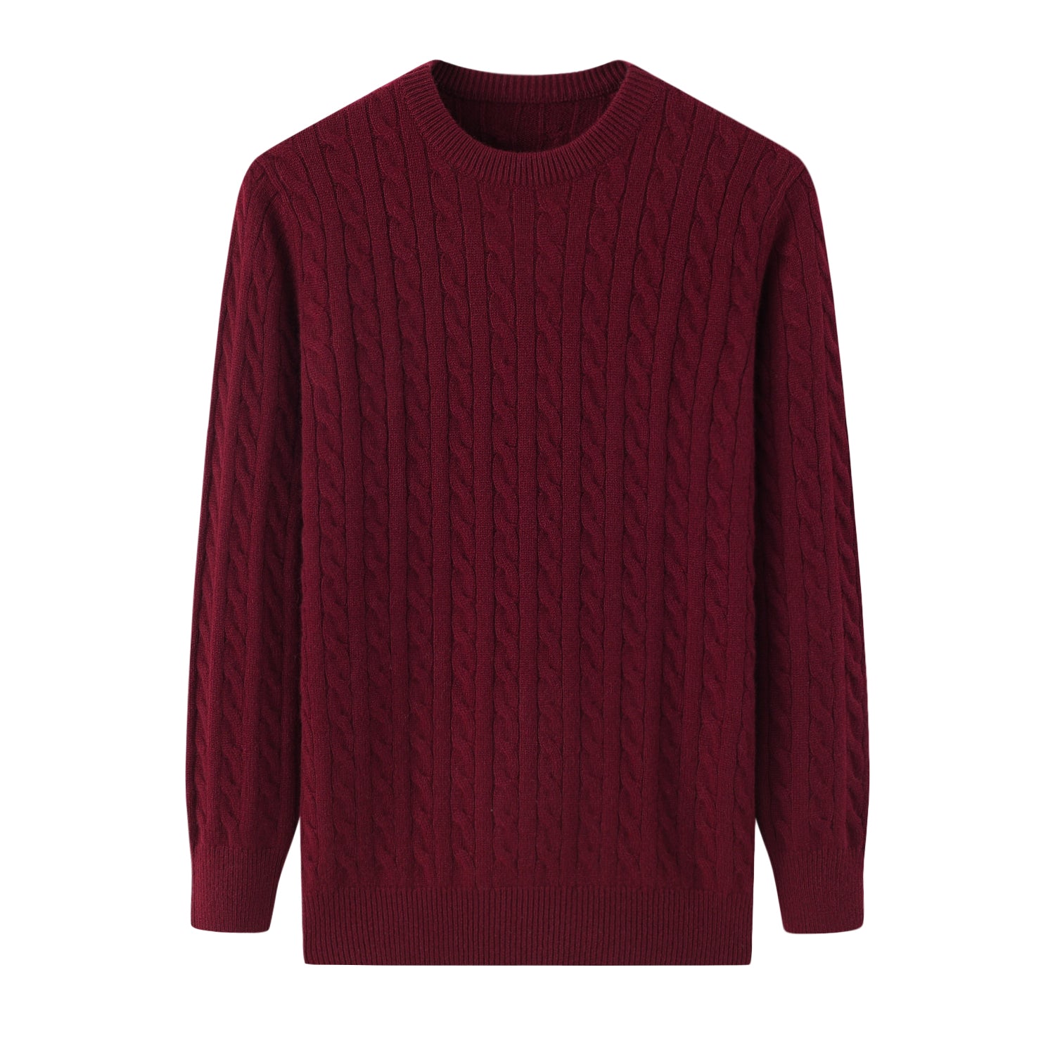 Crew Neck Thickened Cable Knit Cashmere Pullover