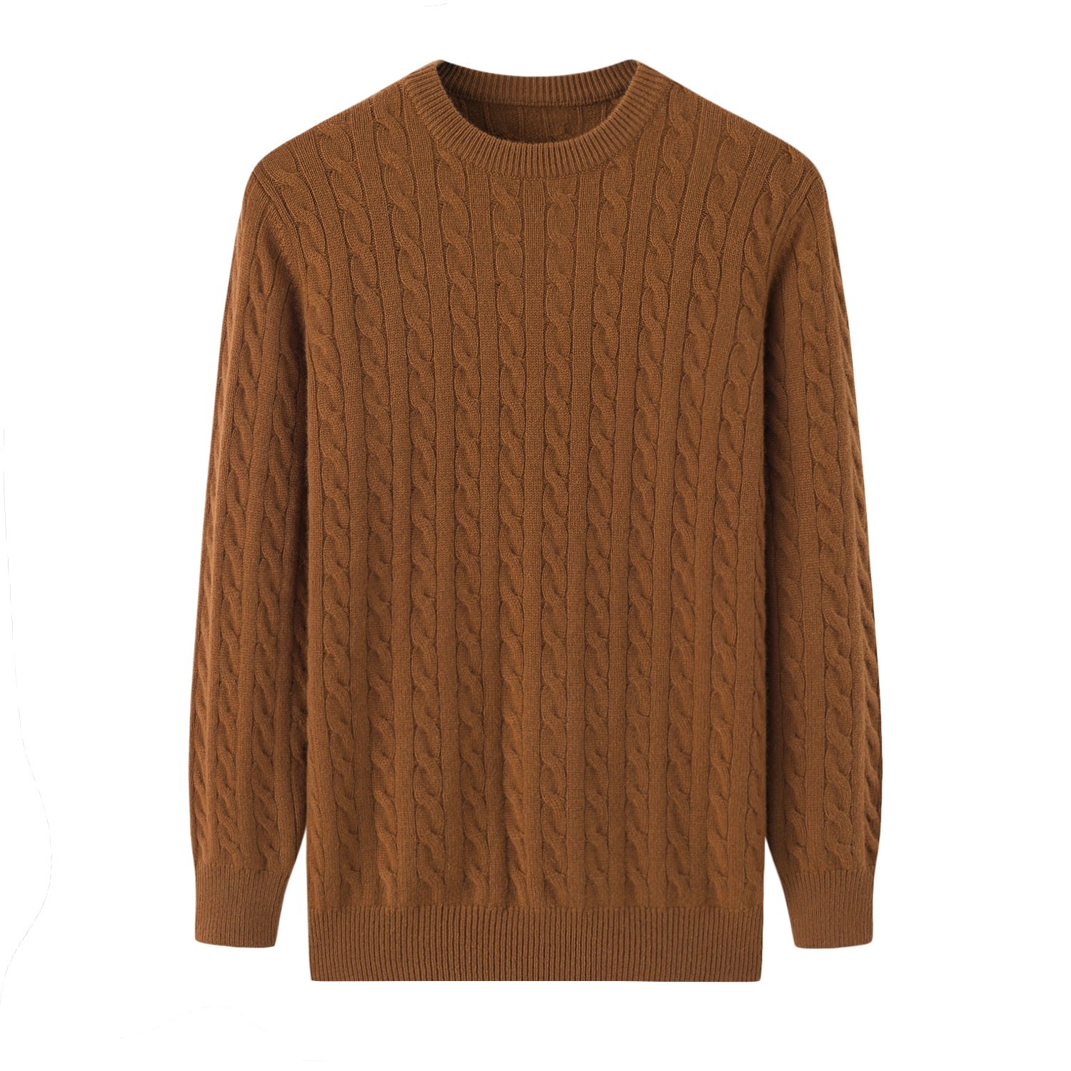 Crew Neck Thickened Cable Knit Cashmere Pullover