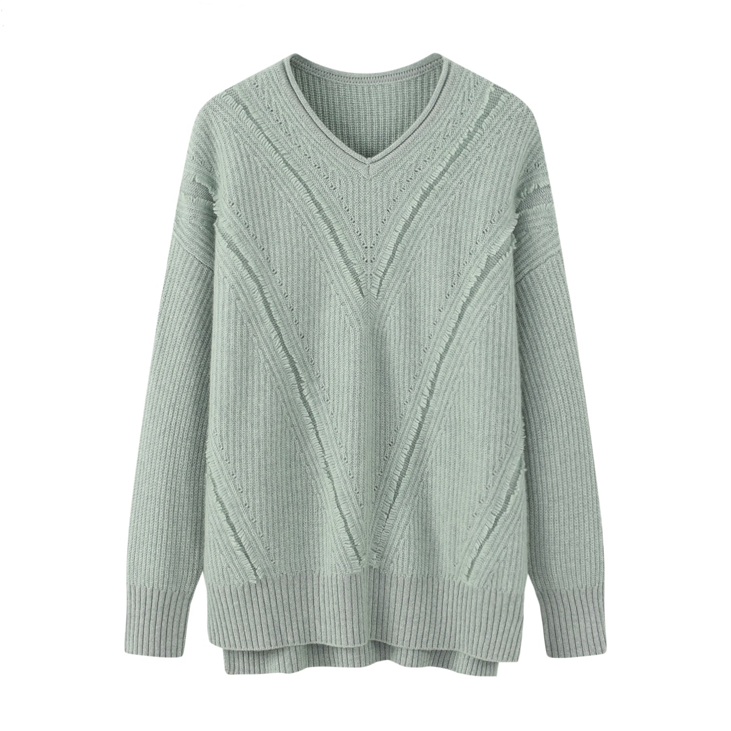 V-neck Single-line Fringe Pullover