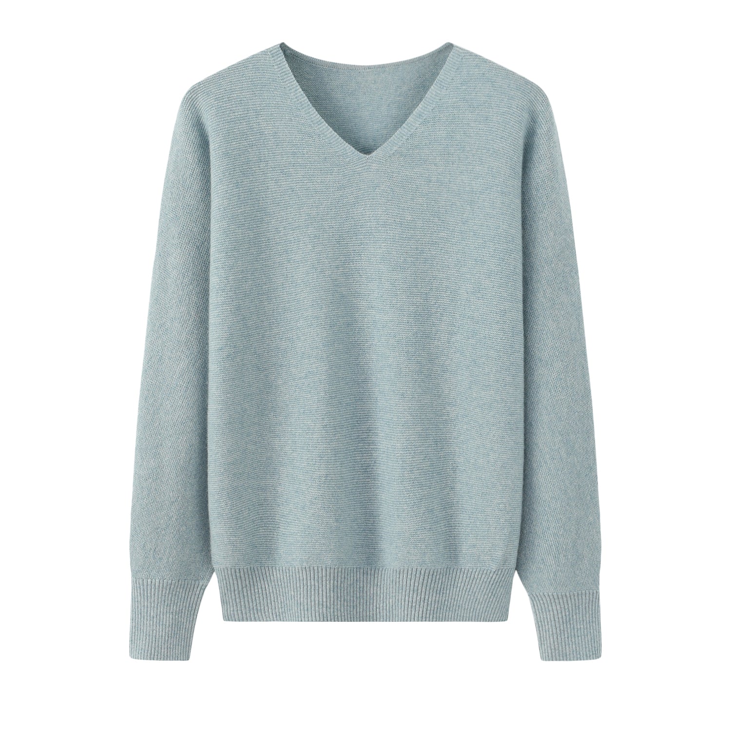 V-Neck Double Stitch Lantern Sleeve Pullover
