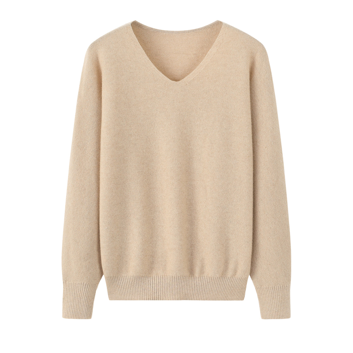 V-Neck Double Stitch Lantern Sleeve Pullover