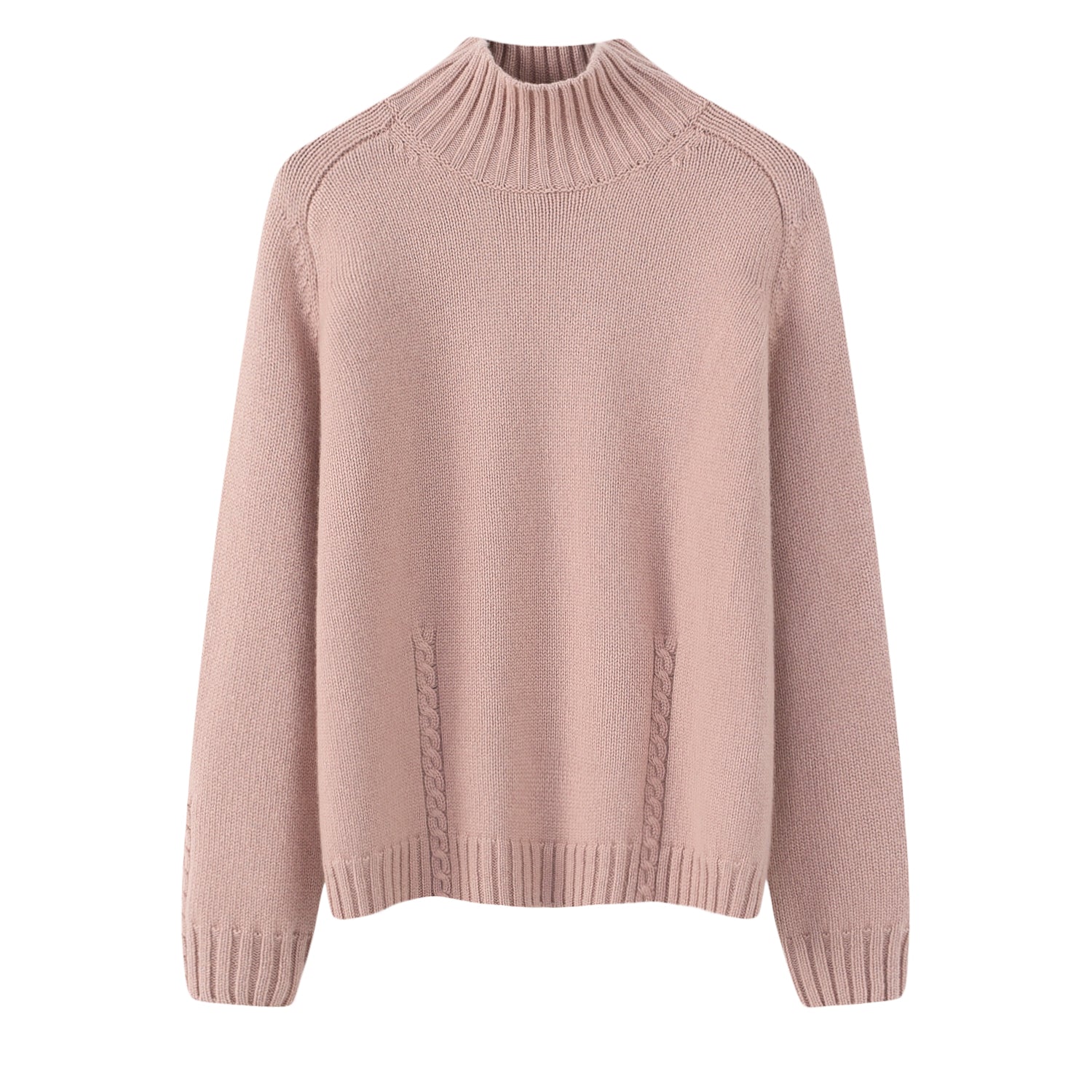 Mock Neck Twisted Flower Pullover Cashmere Sweater