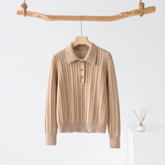 Lapel Half-open Cable Cardigan
