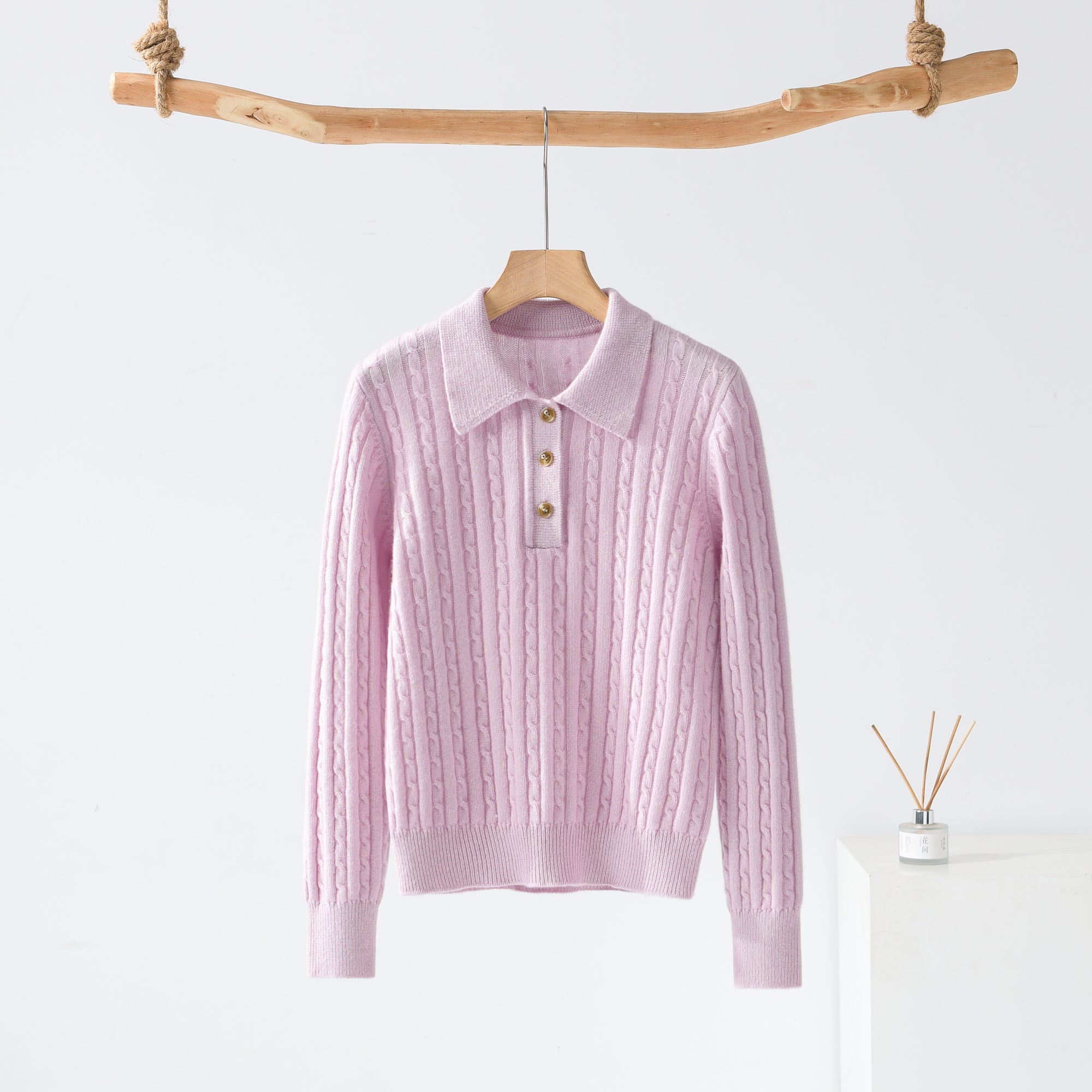 Lapel Half-open Cable Cardigan