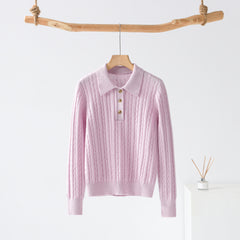 Lapel Half-open Cable Cardigan