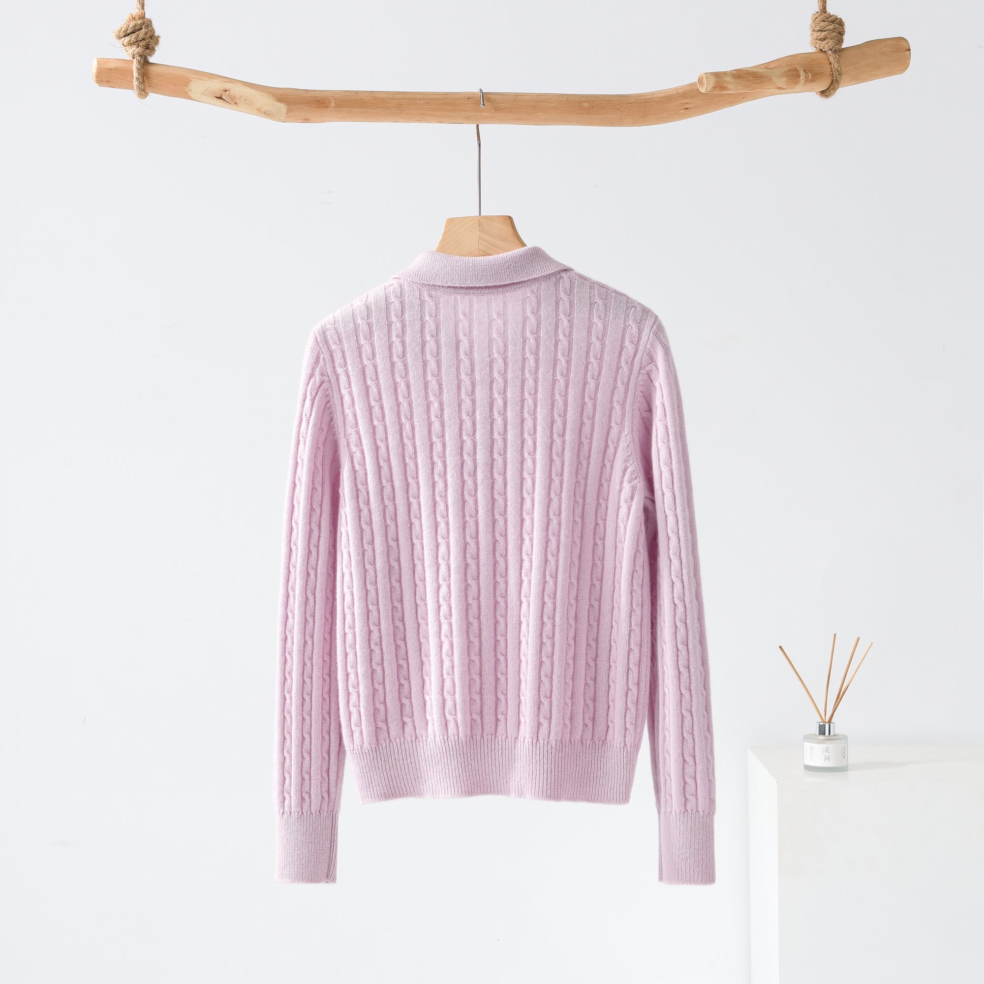 Lapel Half-open Cable Cardigan