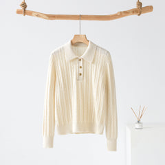 Lapel Half-open Cable Cardigan
