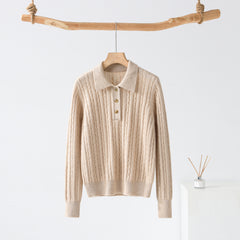 Lapel Half-open Cable Cardigan