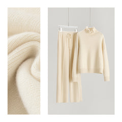 Stand Collar Thickened Floral Pullover Wide Leg Pants