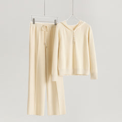 Hooded Half-Striped Pullover Loose Pants