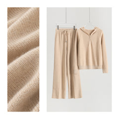 Hooded Half-Striped Pullover Loose Pants