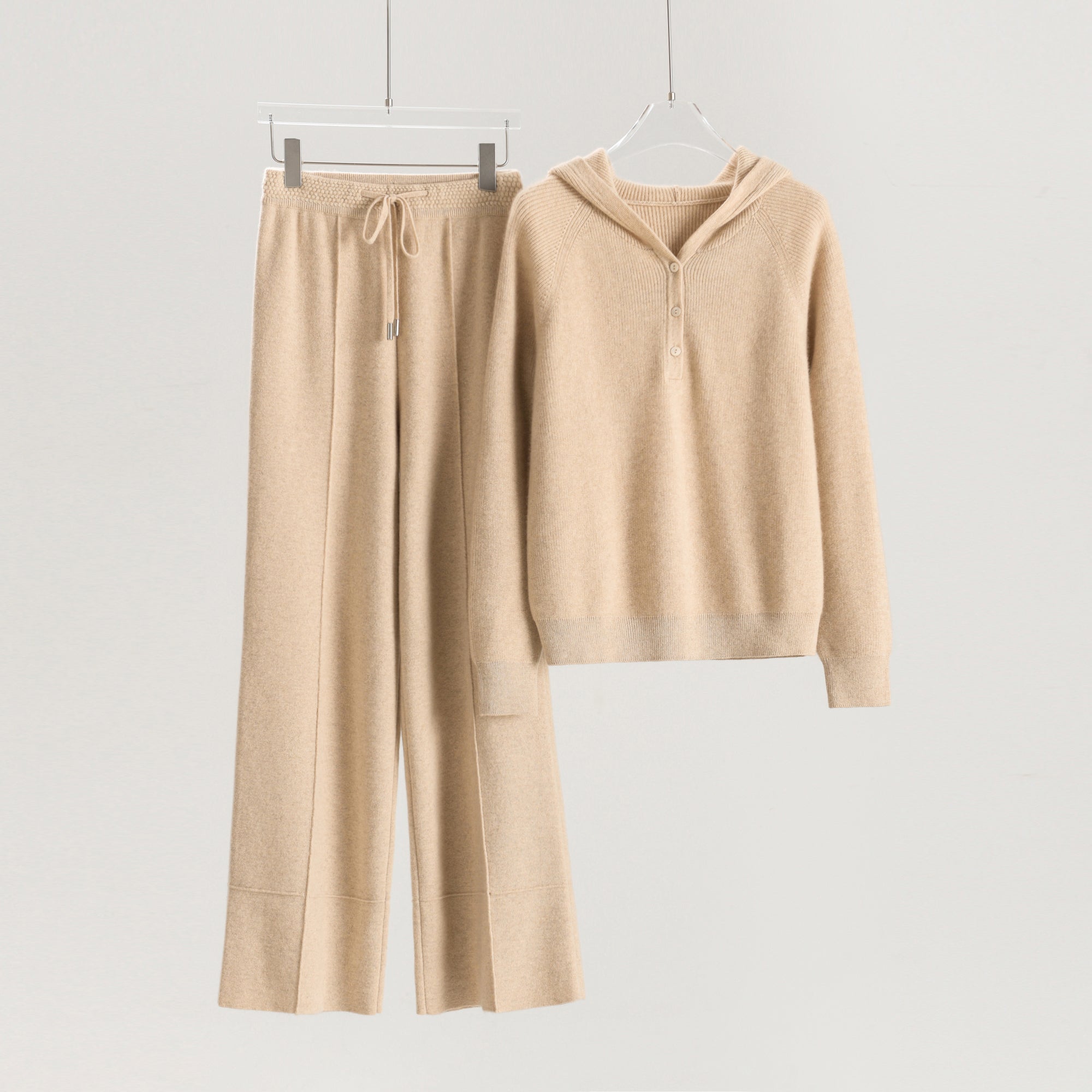 Hooded Half-Striped Pullover Loose Pants